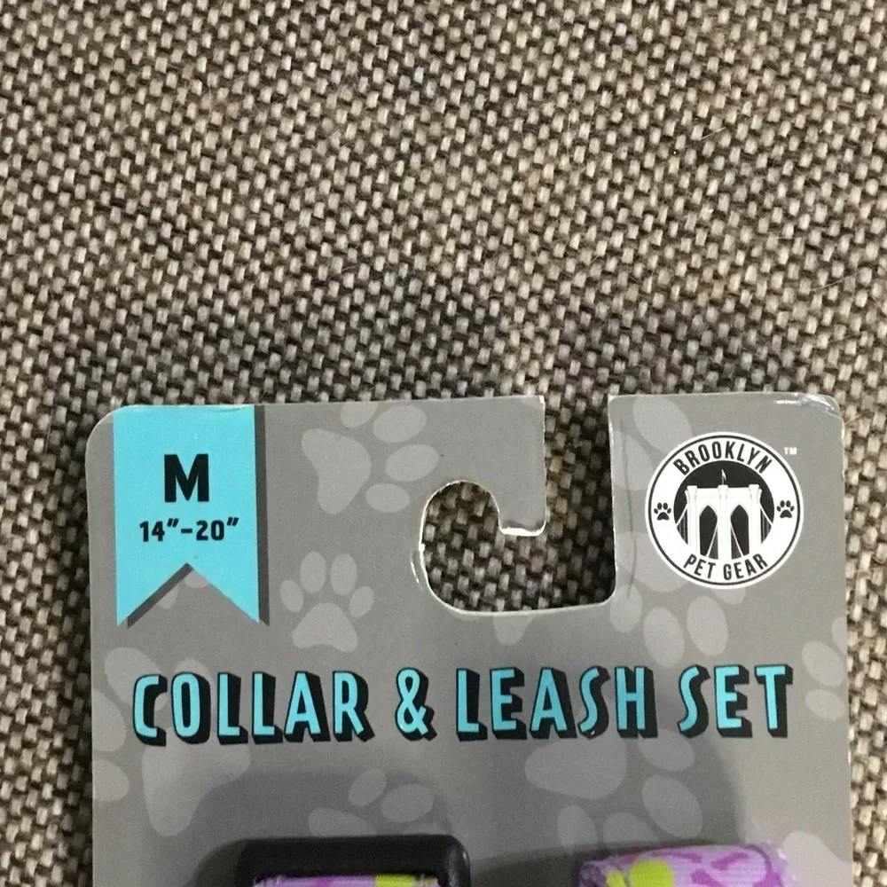 Brooklyn purple Pet Collar & Leash Set - Purple with Yellow Accents, NWT.